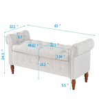 Banc Ottoman de Rangement Capitonnée Gris/Beige avec Rangement, 2 places, 160 cm