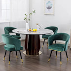 Chaise de salle à manger pivotante en velours avec pieds en métal doré, lot de 2