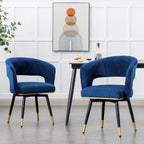 Chaise de salle à manger pivotante en velours avec pieds en métal doré, lot de 2