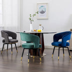 Chaise de salle à manger pivotante en velours avec pieds en métal doré, lot de 2