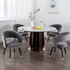 Chaise de salle à manger pivotante en velours avec pieds en métal doré, lot de 2