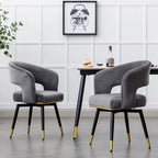 Chaise de salle à manger pivotante en velours avec pieds en métal doré, lot de 2