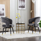 Chaise de salle à manger pivotante en velours avec pieds en métal doré, lot de 2