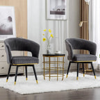 Chaise de salle à manger pivotante en velours avec pieds en métal doré, lot de 2