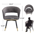 Chaise de salle à manger pivotante en velours avec pieds en métal doré, lot de 2