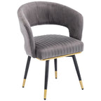 Chaise de salle à manger pivotante en velours avec pieds en métal doré, lot de 2