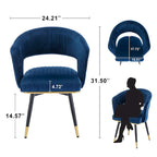 Chaise de salle à manger pivotante en velours avec pieds en métal doré, lot de 2