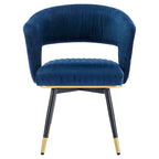 Chaise de salle à manger pivotante en velours avec pieds en métal doré, lot de 2