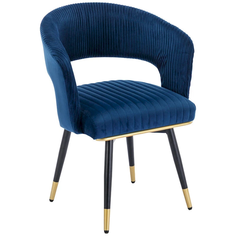 Chaise de salle à manger pivotante en velours avec pieds en métal doré, lot de 2