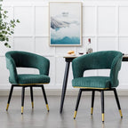 Chaise de salle à manger pivotante en velours avec pieds en métal doré, lot de 2