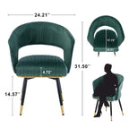 Chaise de salle à manger pivotante en velours avec pieds en métal doré, lot de 2
