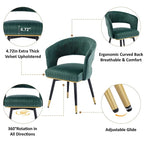 Chaise de salle à manger pivotante en velours avec pieds en métal doré, lot de 2