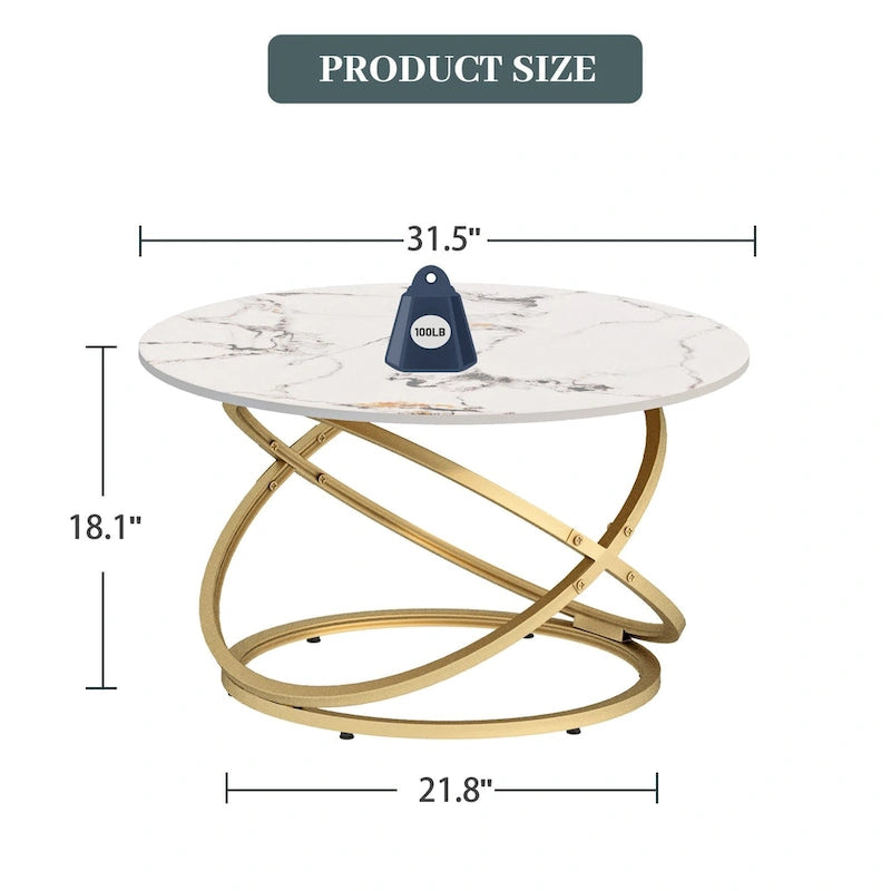 Table basse ronde, plateau verre/pierre, piètement chromé/doré, 1 personne