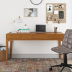 Bureau de style milieu de siècle, tablette clavier et 2 tiroirs, Noyer/Blanc/Gris/Noir, 1 personne