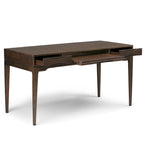 Bureau de style milieu de siècle, tablette clavier et 2 tiroirs, Noyer/Blanc/Gris/Noir, 1 personne