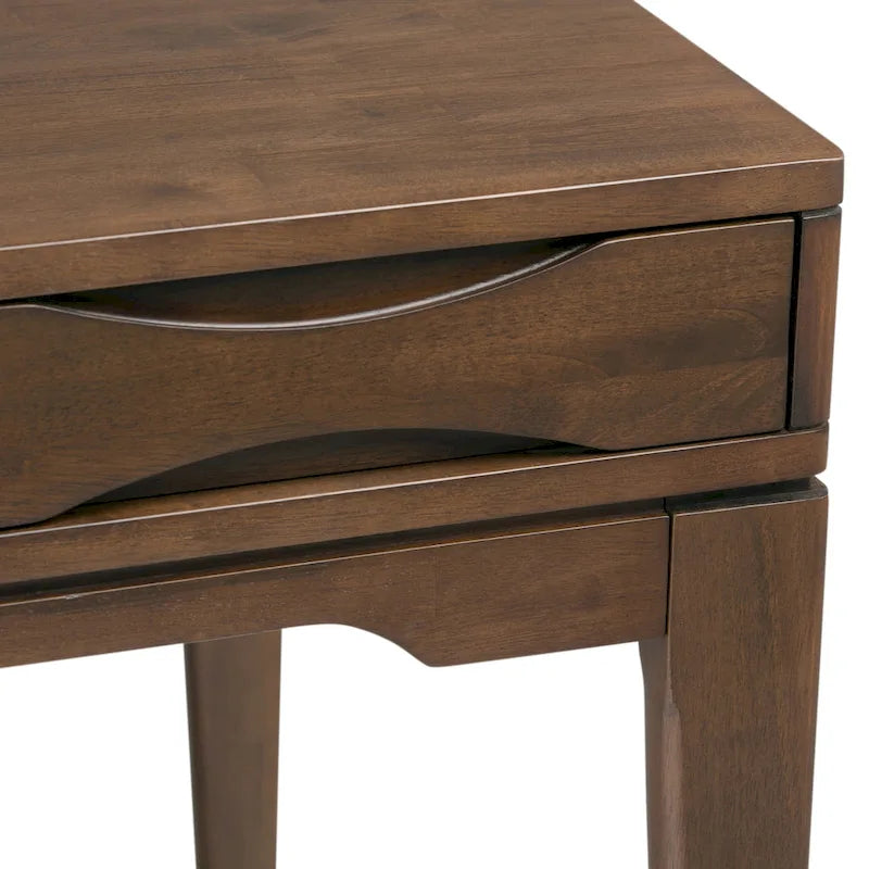 Bureau de style milieu de siècle, tablette clavier et 2 tiroirs, Noyer/Blanc/Gris/Noir, 1 personne