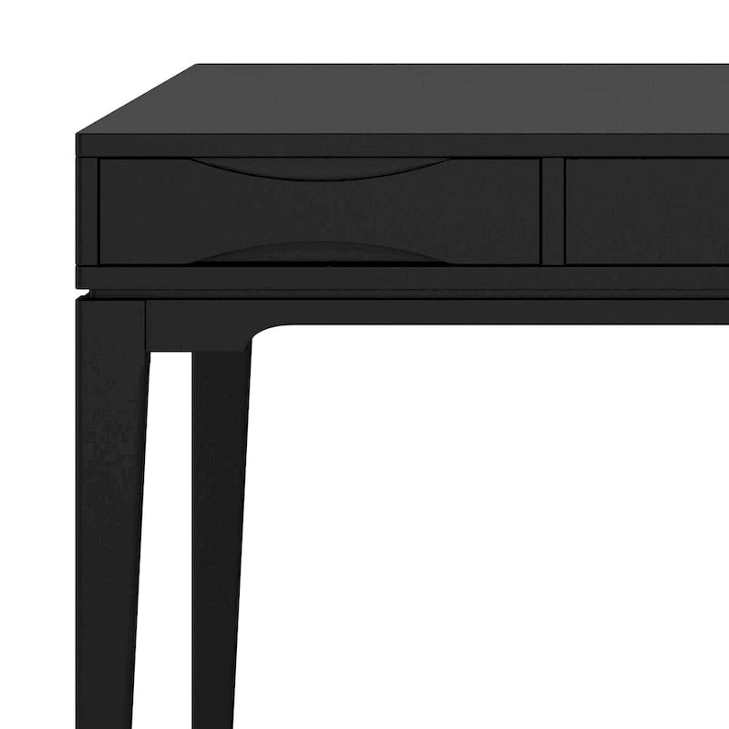 Bureau de style milieu de siècle, tablette clavier et 2 tiroirs, Noyer/Blanc/Gris/Noir, 1 personne