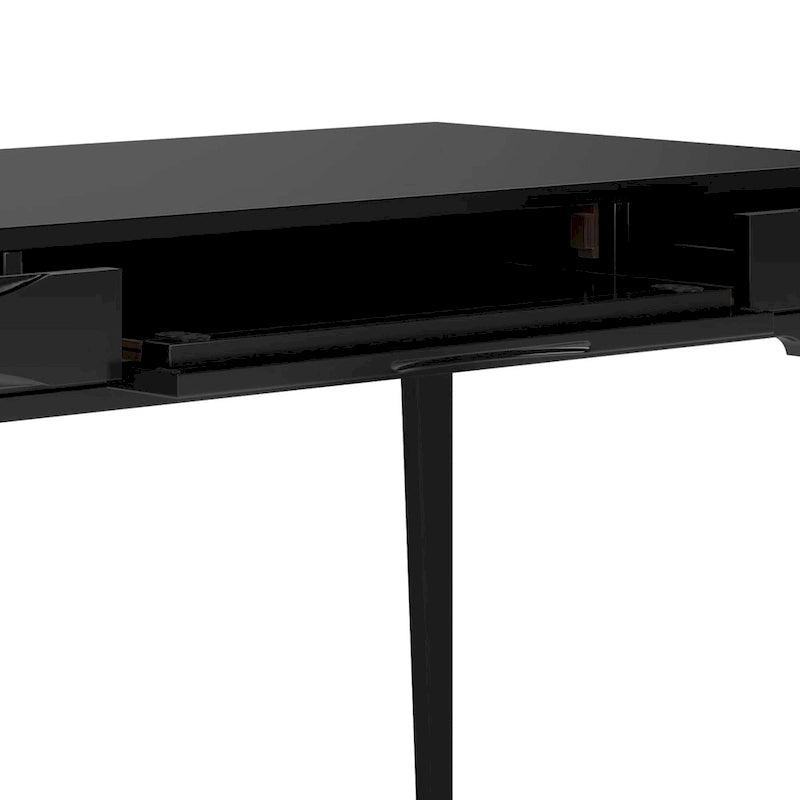 Bureau de style milieu de siècle, tablette clavier et 2 tiroirs, Noyer/Blanc/Gris/Noir, 1 personne