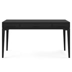 Bureau de style milieu de siècle, tablette clavier et 2 tiroirs, Noyer/Blanc/Gris/Noir, 1 personne