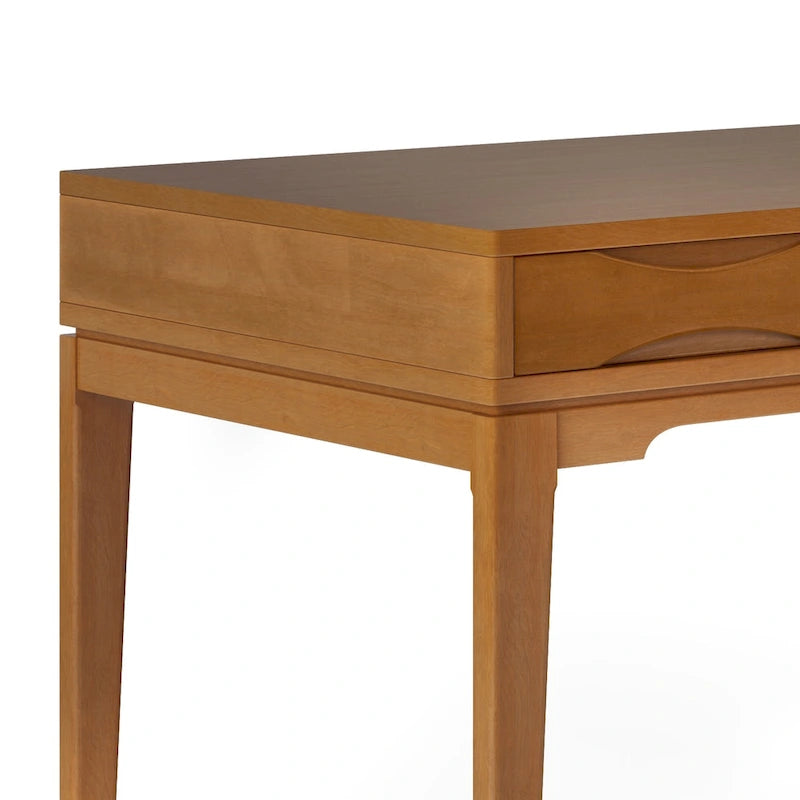 Bureau de style milieu de siècle, tablette clavier et 2 tiroirs, Noyer/Blanc/Gris/Noir, 1 personne