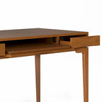 Bureau de style milieu de siècle, tablette clavier et 2 tiroirs, Noyer/Blanc/Gris/Noir, 1 personne