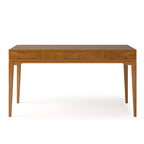 Bureau de style milieu de siècle, tablette clavier et 2 tiroirs, Noyer/Blanc/Gris/Noir, 1 personne