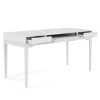 Bureau de style milieu de siècle, tablette clavier et 2 tiroirs, Noyer/Blanc/Gris/Noir, 1 personne