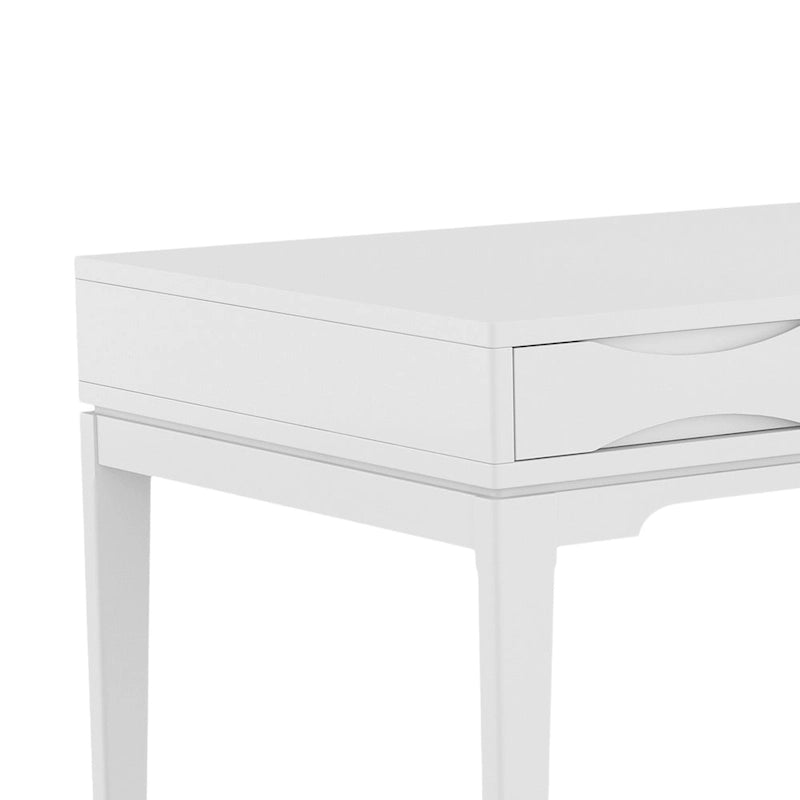 Bureau de style milieu de siècle, tablette clavier et 2 tiroirs, Noyer/Blanc/Gris/Noir, 1 personne