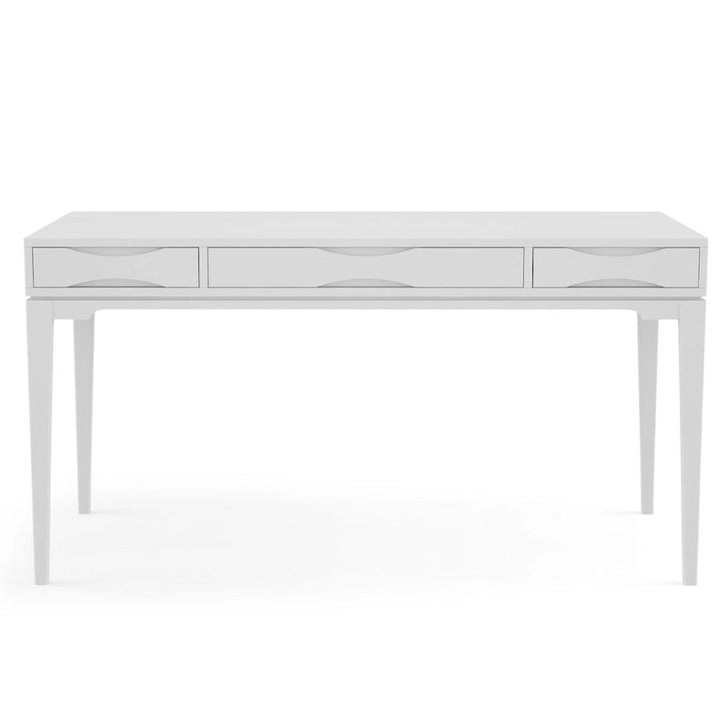 Bureau de style milieu de siècle, tablette clavier et 2 tiroirs, Noyer/Blanc/Gris/Noir, 1 personne