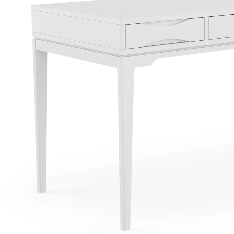Bureau de style milieu de siècle, tablette clavier et 2 tiroirs, Noyer/Blanc/Gris/Noir, 1 personne