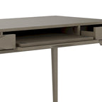 Bureau de style milieu de siècle, tablette clavier et 2 tiroirs, Noyer/Blanc/Gris/Noir, 1 personne