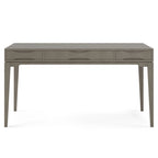 Bureau de style milieu de siècle, tablette clavier et 2 tiroirs, Noyer/Blanc/Gris/Noir, 1 personne