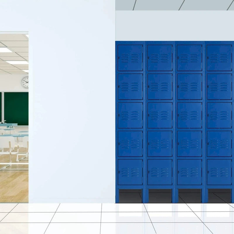 Casier de rangement métallique 5 portes bleu/gris, utilisateur unique, 5 compartiments