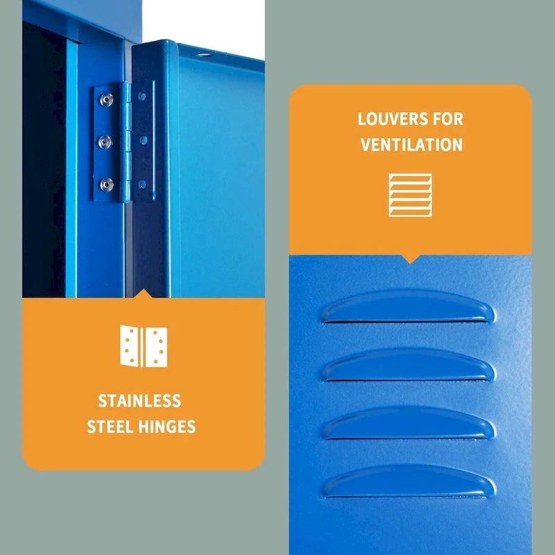 Casier de rangement métallique 5 portes bleu/gris, utilisateur unique, 5 compartiments