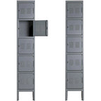 Casier de rangement métallique 5 portes bleu/gris, utilisateur unique, 5 compartiments