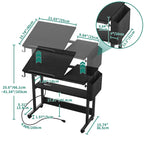 Bureau d'ordinateur portable roulant à hauteur réglable avec station de chargement, brun/gris/noir, 1 personne