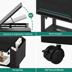 Bureau d'ordinateur portable roulant à hauteur réglable avec station de chargement, brun/gris/noir, 1 personne
