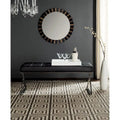 Banc pouf en similicuir capitonné, chromé, noir/gris/orange – 2 places, 109,2 cm (L) × 45,7 cm (P) × 45,7 cm (H)