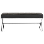 Banc pouf en similicuir capitonné, chromé, noir/gris/orange – 2 places, 109,2 cm (L) × 45,7 cm (P) × 45,7 cm (H)