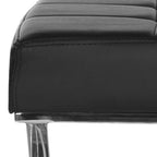 Banc pouf en similicuir capitonné, chromé, noir/gris/orange – 2 places, 109,2 cm (L) × 45,7 cm (P) × 45,7 cm (H)