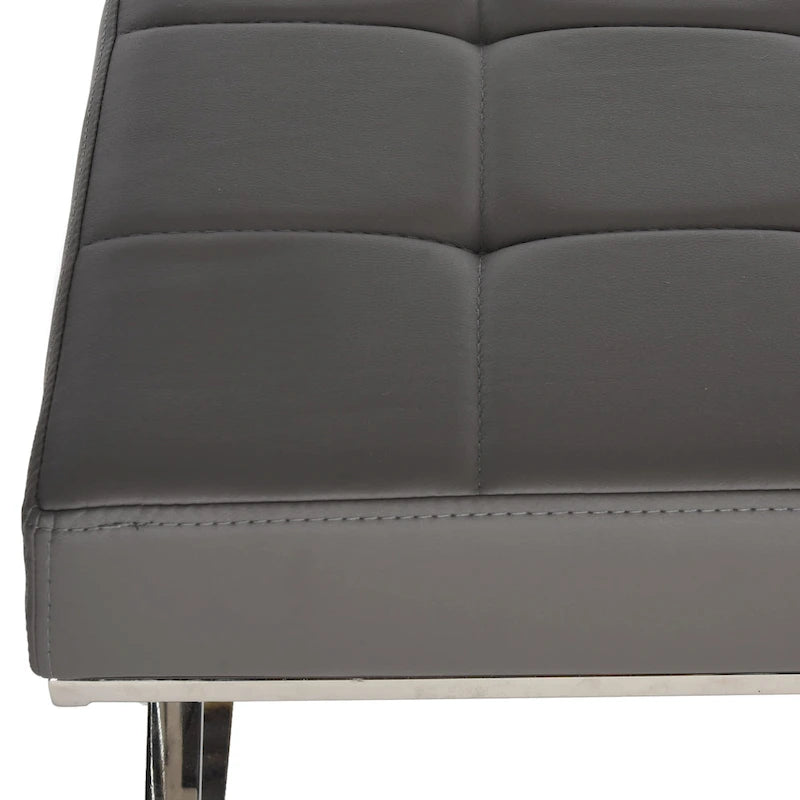 Banc pouf en similicuir capitonné, chromé, noir/gris/orange – 2 places, 109,2 cm (L) × 45,7 cm (P) × 45,7 cm (H)