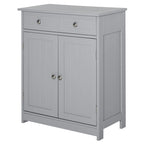 Meuble de Rangement Autoportant pour Salle de Bain, Finition Bois Gris, avec 2 Tiroirs et 1 Porte, pour 1 Salle de Bain