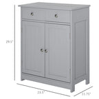 Meuble de Rangement Autoportant pour Salle de Bain, Finition Bois Gris, avec 2 Tiroirs et 1 Porte, pour 1 Salle de Bain