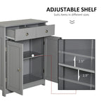 Meuble de Rangement Autoportant pour Salle de Bain, Finition Bois Gris, avec 2 Tiroirs et 1 Porte, pour 1 Salle de Bain