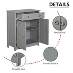 Meuble de Rangement Autoportant pour Salle de Bain, Finition Bois Gris, avec 2 Tiroirs et 1 Porte, pour 1 Salle de Bain