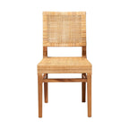 Chaise de salle à manger bohème en rotin brun naturel et brun noyer, une place