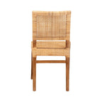 Chaise de salle à manger bohème en rotin brun naturel et brun noyer, une place