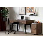 Bureau informatique scandinave Noyer naturel / Blanc / Orme clair avec multiprise – 1 personne