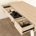 Bureau informatique scandinave Noyer naturel / Blanc / Orme clair avec multiprise – 1 personne