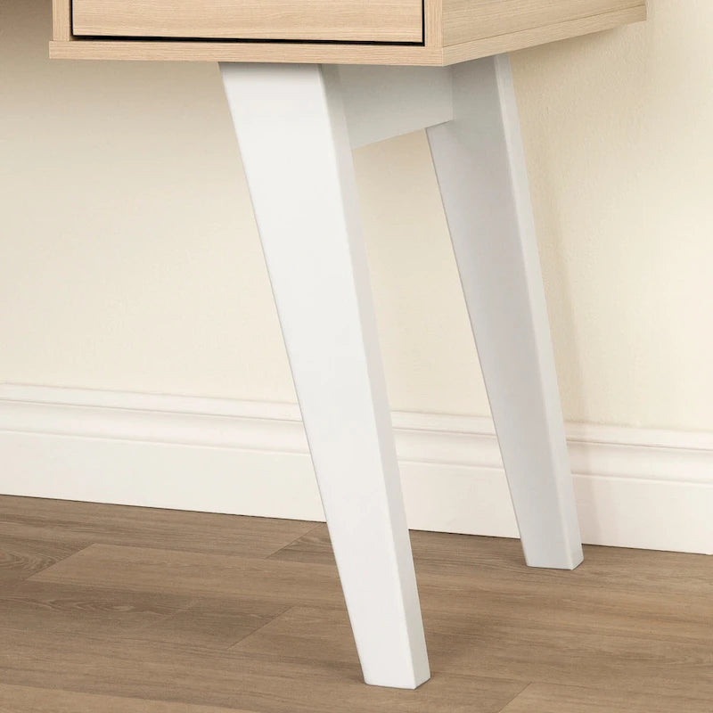 Bureau informatique scandinave Noyer naturel / Blanc / Orme clair avec multiprise – 1 personne